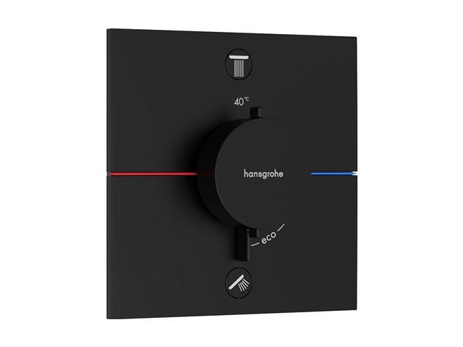 hansgrohe ShowerSelect Comfort E termostat til indbygning med afspærring til 2 udtag. Mat sort