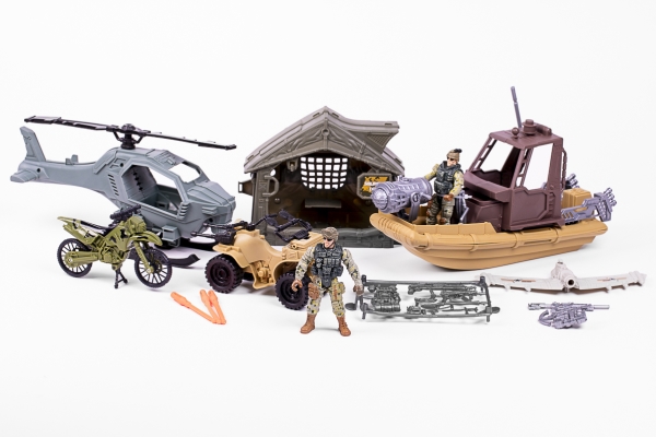 Militærsæt M/Båd, Helikopter, Atv + Tilbehør