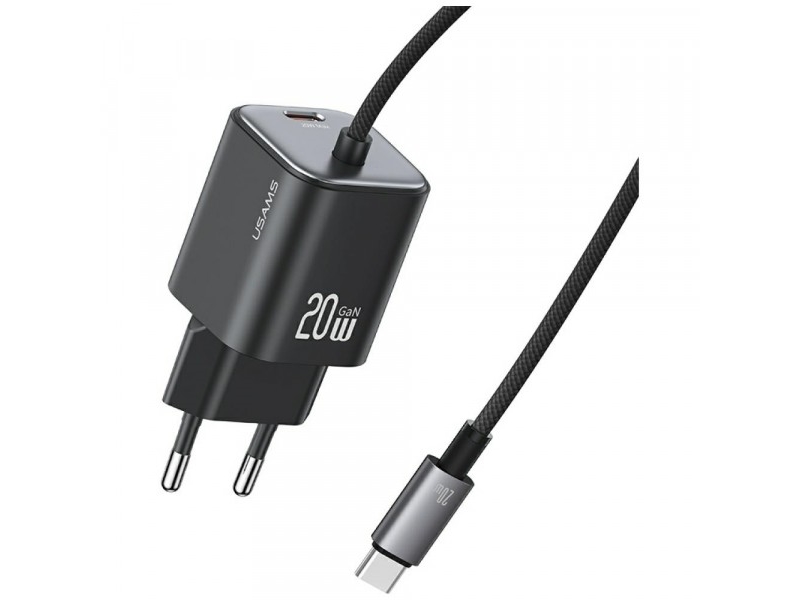 Usams Netzladegerät Usams Jc Series Cc261 20W Gan Mini Fast Charger 2Xusb-C, Schwarz