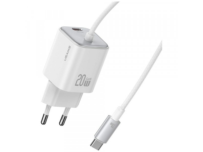 Usams Netzladegerät Usams Jc Series Cc261 20W Gan Mini Fast Charger 2Xusb-C Weiß