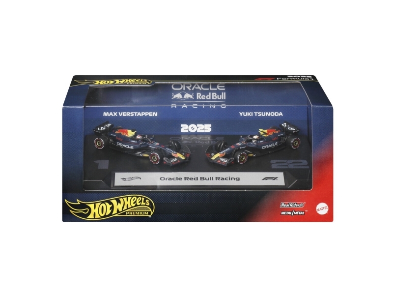 Hot Wheels Premium Formel 1 Spielzeugauto 2er-Pack, Oracle Red Bull Racing: Verstappen und Tsunoda., Fahrzeug, 14 Jahr(e), Kunststoff, Metall, Mehrfarbig