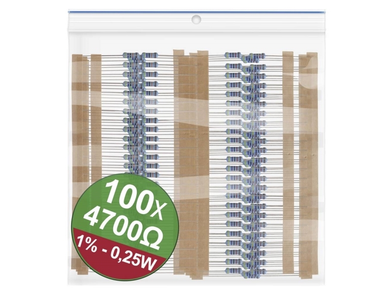 Quadrios 22P049 metallmotstånd sortiment 4.7 k? med axial anslutning 0.25 W 1 % 1 set | Komponenter - Elektronik - Motstånd | GameStuff