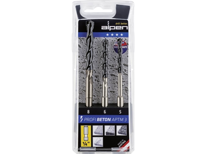 Wiertlo Alpen Alpen Aptm3 Hm-Concrete Sechskant-Set 3-Teilig