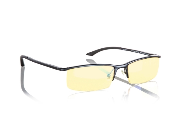 Gunnar Optiks Emissary, Rektandel, Klassisk, Svart, Aluminium-magnesiumlegering, Medium passform, Bärnstensfärgad | Spel - Gaming kläder - Gaming glasögon | GameStuff
