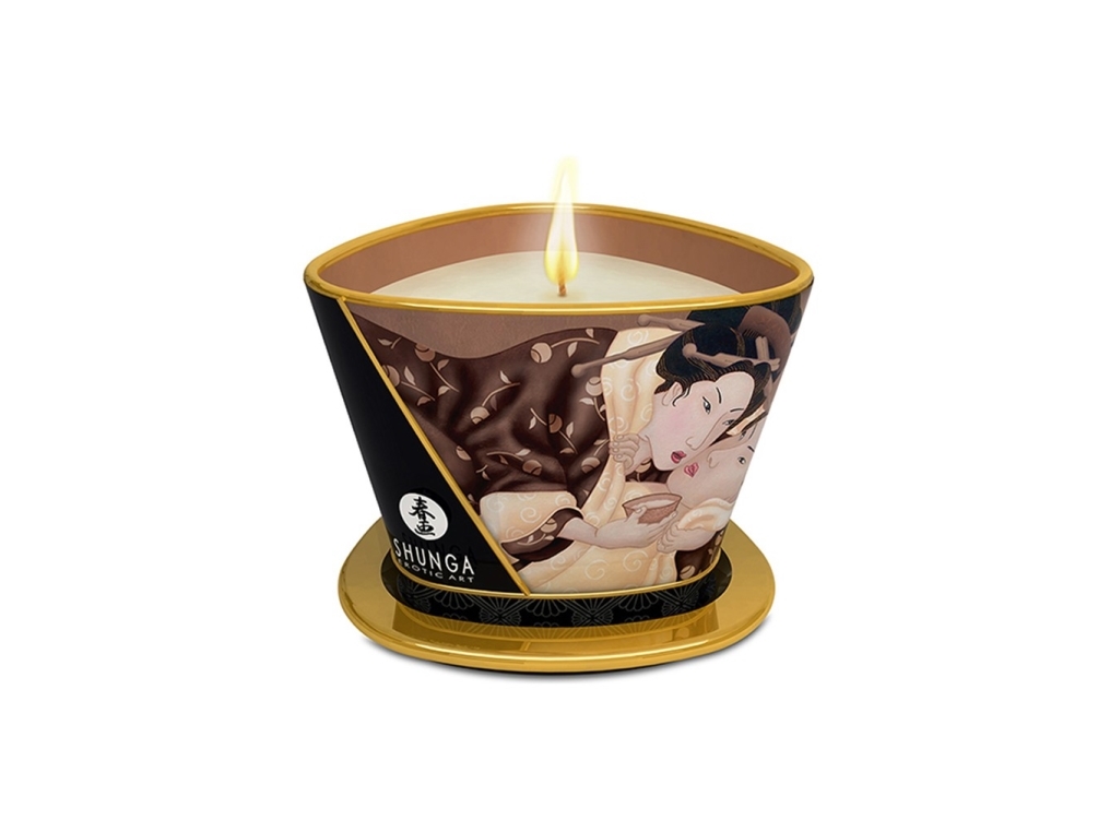 SHUNGA Intoxicating Chocolate, 170 ml, 40 t, Gluten, Parabener, Hydrogenated Soybean Oil/Huile de soja hydrogénée, Coconut Oil/Huile de noix de coco (Cocos..., Light the candle and let it burn for about 20 minutes, ensuring that the entire surface is..., 1 stk