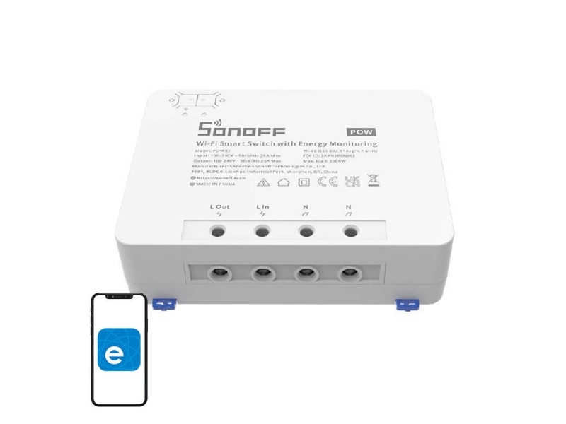 Sonoff POWR3, Smart strömställare, Vit, 100 - 240 V, 50 / 60 hz, 25 A, 162 mm | Datortillbehör - Nätverk - Övriga tillbehör | GameStuff