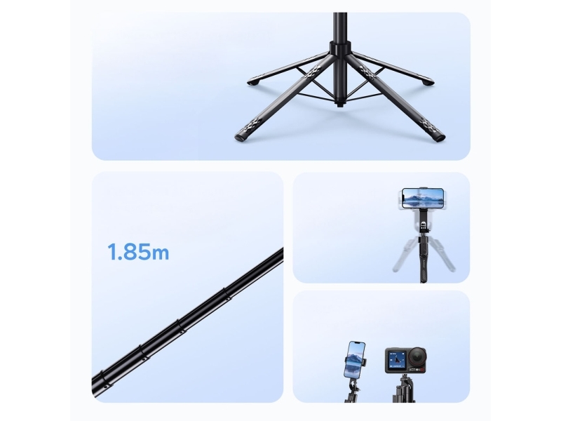 Selfiestang Orico SPN185 1/4 til telefon-/kamerastativ, 360° drejning, Bluetooth 5.2 - sort