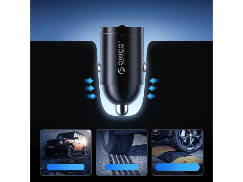 Orico Miniring 30W Biloplader 2X Usb-C Sort
