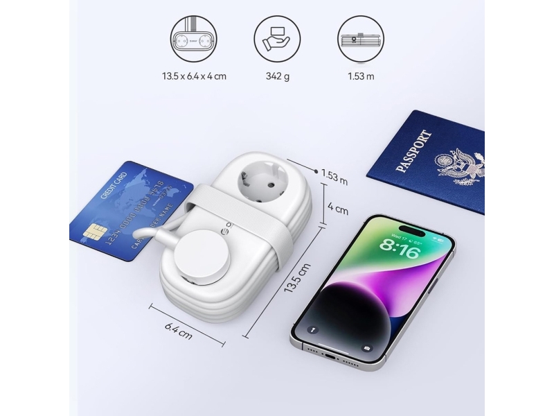 Orico Ap3 65W Gan Strømskinne Hvid 6-I-1 2X Ac + 2X Usb-A + 2X Usb-C