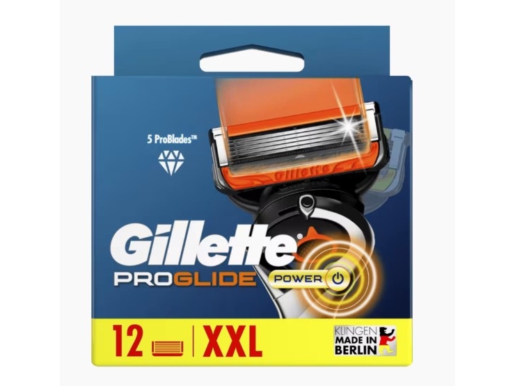 Gillette Fusion5 ProGlide Power, Mænd, Gillette, ProGlide Power, Rustfrit stål, Sort, Orange, 12 stk