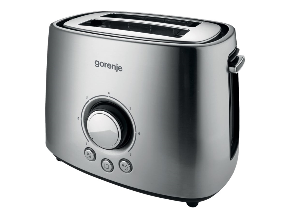 Gorenje T1000e Toaster, 2 Scheibe(N), Edelstahl, Kunststoff, Metall, Tasten, Drehregler, 1000 W, 1 M