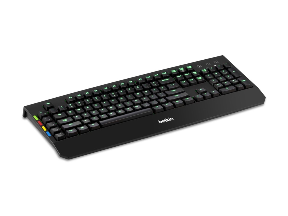 Belkin KVM Remote Control with Integrated Keyboard - Tastatur - bagbelyst - USB - sort - TAA-kompatibel