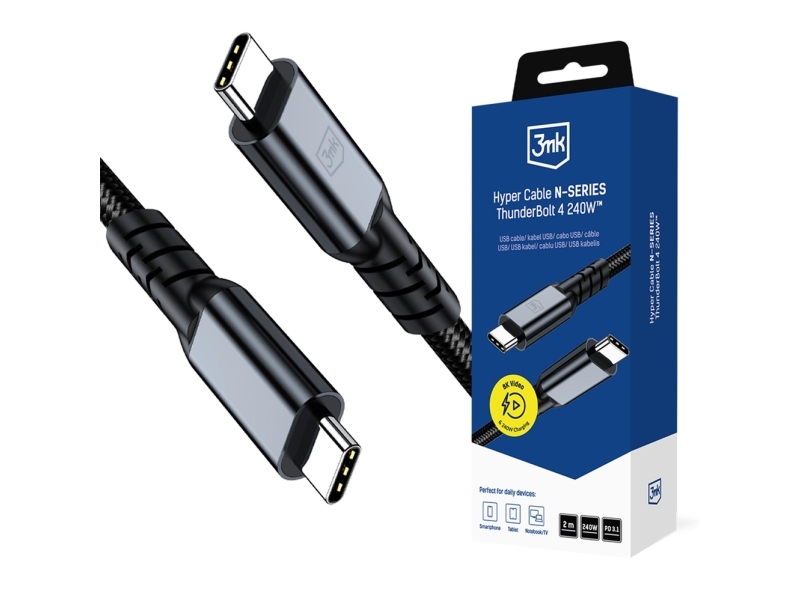 3Mk Hyper Cable N-Series Thunderbolt 4 2M 48V/5A 40Gb/S 240W 8K60hz Sort (5903108758185)