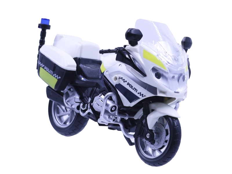 Politimotorcykel m/lys og lyd 18cm