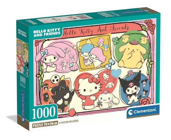 Clementoni Puslespil Hello Kitty 2 - Compact Box, 1000 Brikker