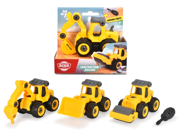 DICKIE TOYS Konstruktions køretøjer 12,5cm 4-asst - m/prismærke