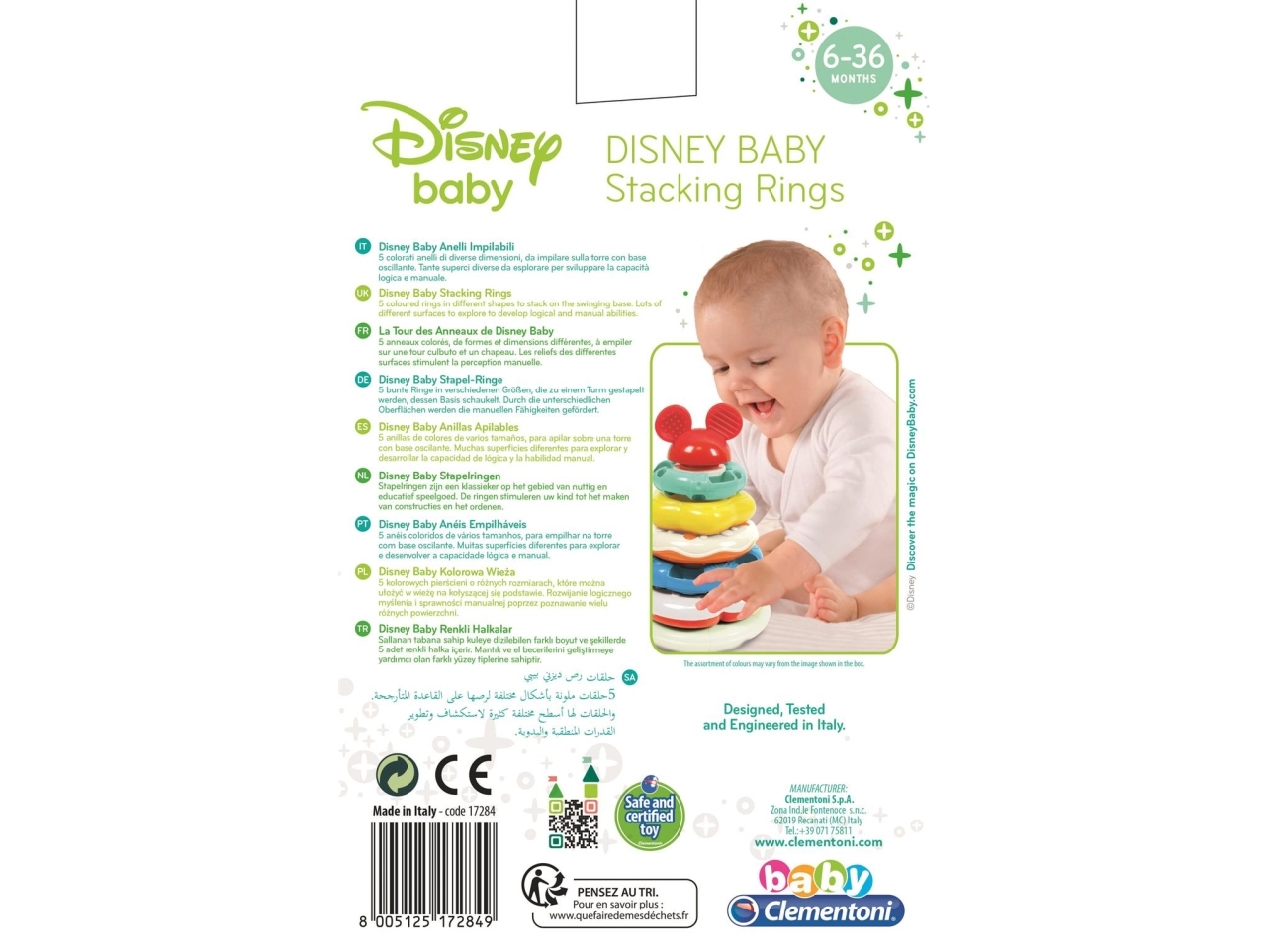 Clementoni Disney Baby Stabletårn – 5 farverige ringe Legetøj – Flerfarvet