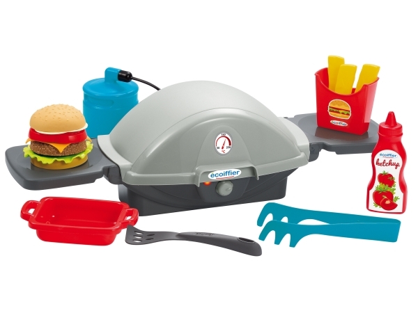 Grauer Grill Mit Burger-Zubehör