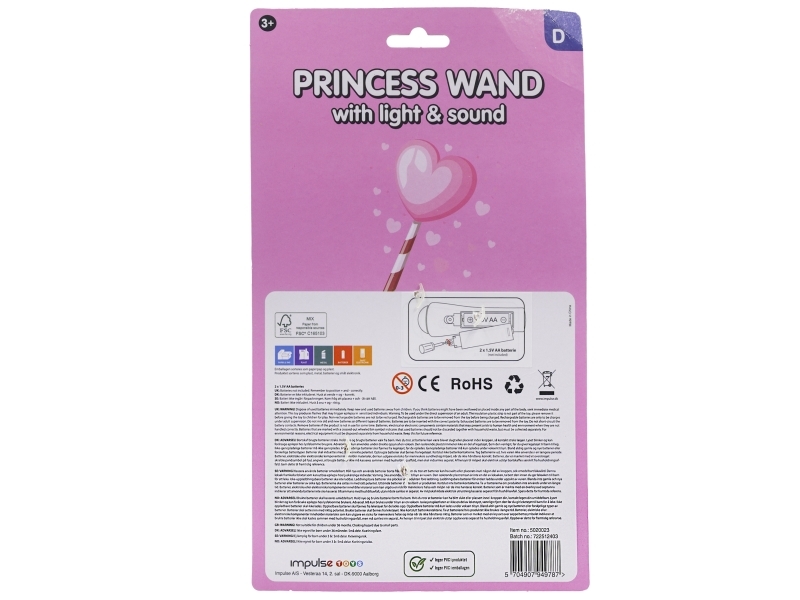 Princess Wand W/Light And Sound 24Cm 3-Asst