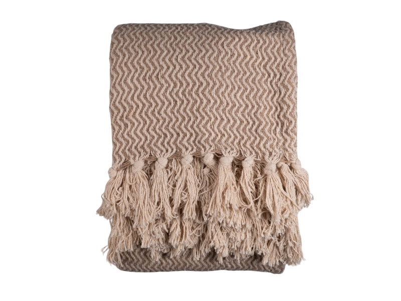 Det Gamle Apotek Plaid, B130xL180cm,Beige,100% Bomuld, OEKO-TEX
