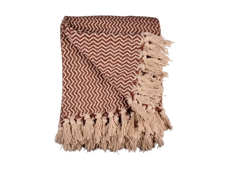 Det Gamle Apotek Plaid, B130xL180cm, Rust,100% Bomuld, OEKO-TEX