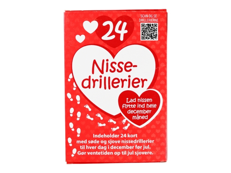 Det Gamle Apotek Nissedrillerier, H 7,9cm, B 11,8cm, 24card/Pkk, Rød, Nissedør