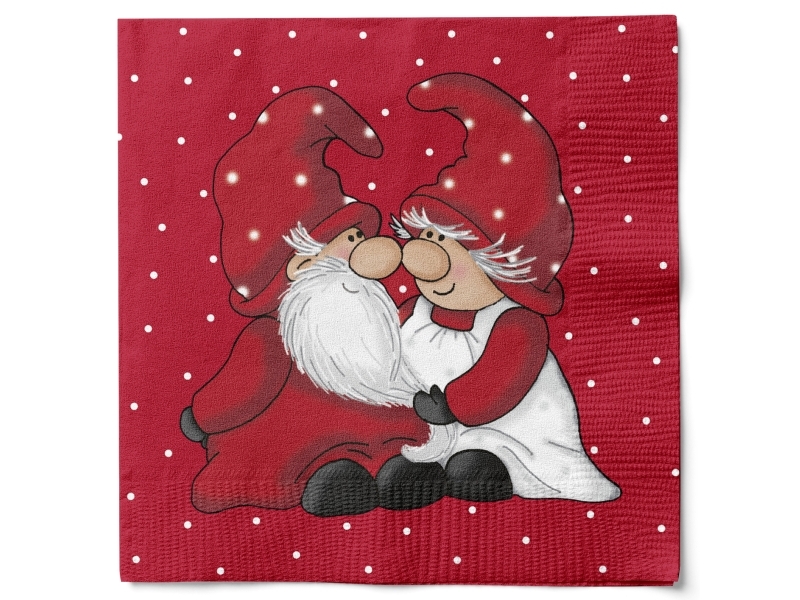 Det Gamle Apotek Servietten Weihnachtsmannpaar 20 Stück, 33X33cm, D 2 Cm, 20/Pack, Nis Family, Rot