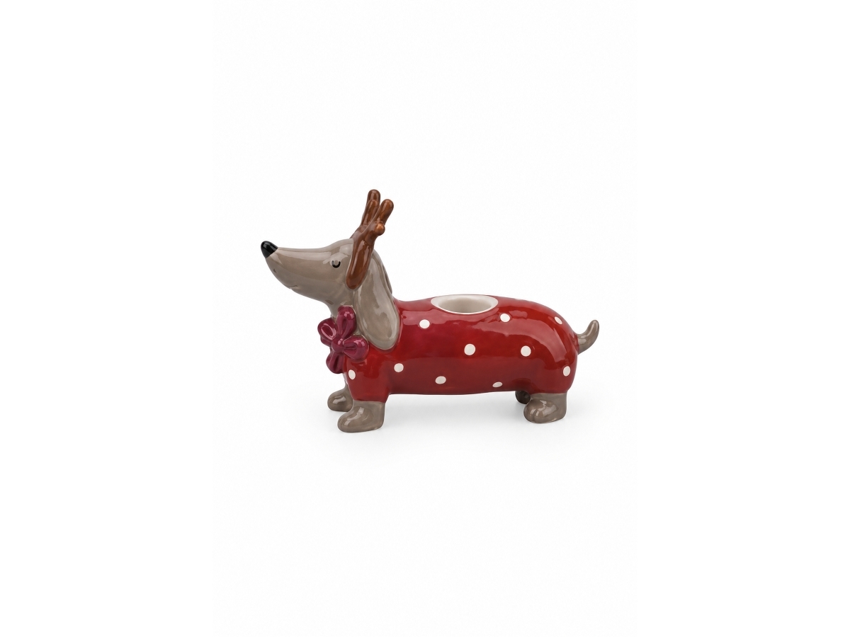 Det Gamle Apotek Lysestage, H 9cm, B 13,6cm, D 4,5cm, Rød, Christmas holidays