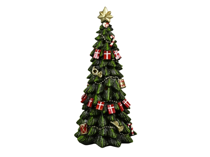 Det Gamle Apotek Træ med LED , ekskl. 2xAAA, H 25cm, Dia. 12cm, Grøn, Classic Christmas