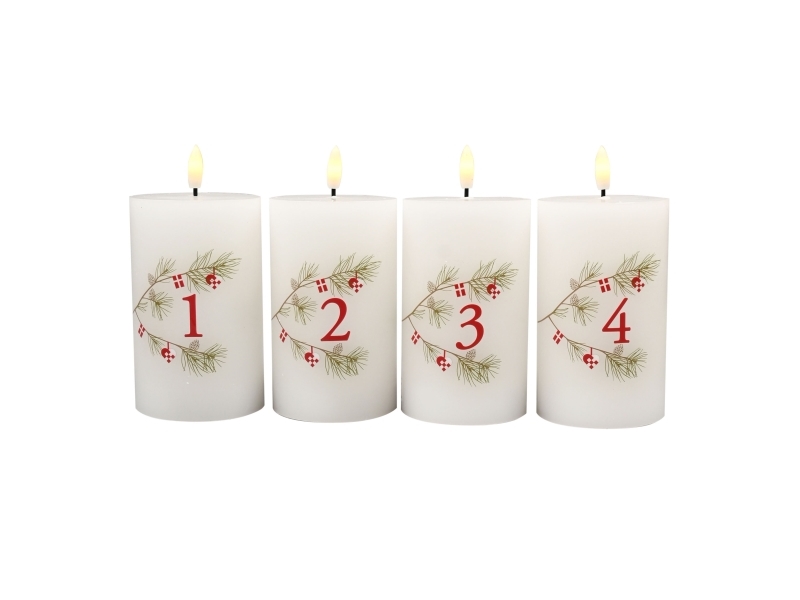 Die Alte Apotheke Adventskerze W/Led H 12.5Cm Dia. 7.5Cm Dänische Weihnachten