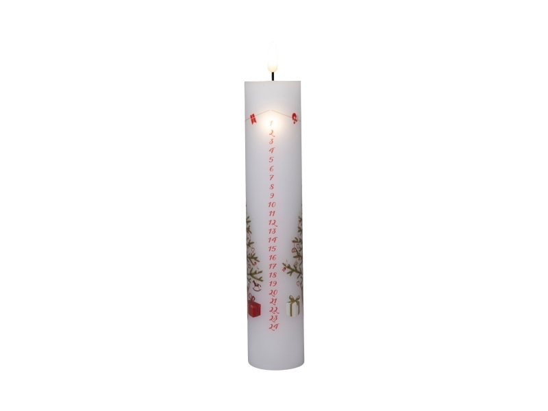 Det Gamle Apotek Kalenderkerze, H 24,5 Cm, Dia. 5 Cm, 1/Box, Weiß, Christmas Holidays