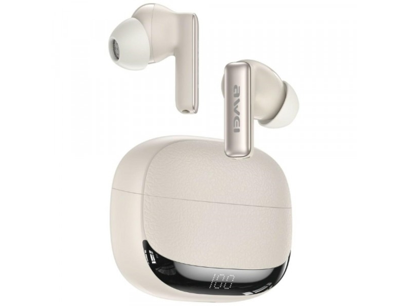 Awei Ta19 Anc Bluetooth 6.0 Tws Kabellose Kopfhörer + Ladecase, Beige