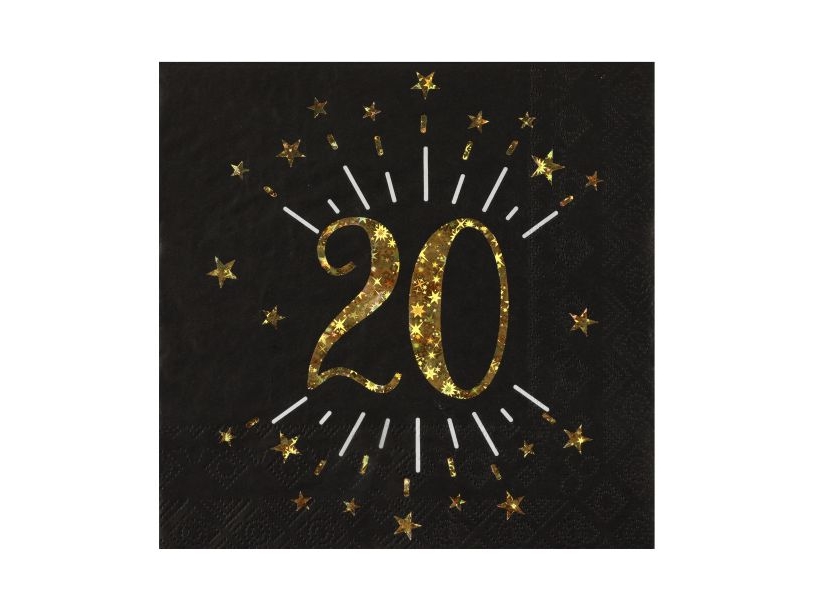 Servietten In Schwarz & Gold, 20 Jahre