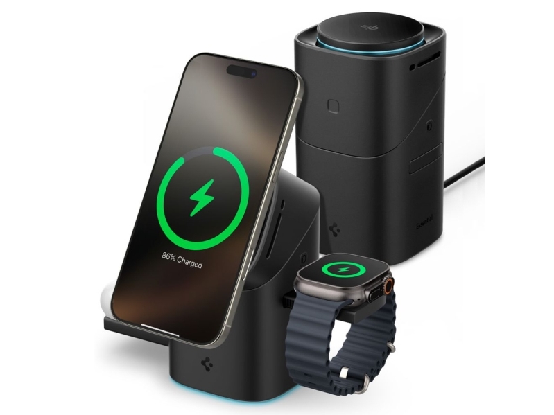 Spigen Essential Ef223ms 3-I-1 Qi2 Trådlader - Sort