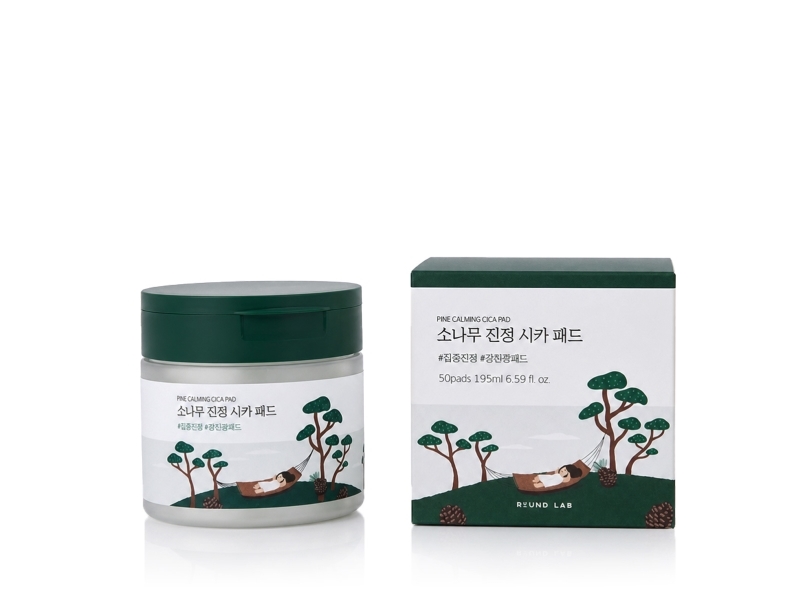 Round Lab Pine Calming Cica Pad Unscented Exfoliating And Toning Pads For All Skin Types 50 Sheets