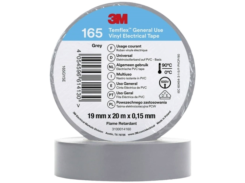 3M Temflex Isolierband 19Mm X 20M Pvc 165 Grau 7100184804
