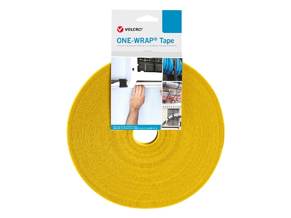 Velcro One Wrap Tape, Velcro cable tie, Polypropeeni (PP), Keltainen, 25000 mm, 16 mm, 1 kpl