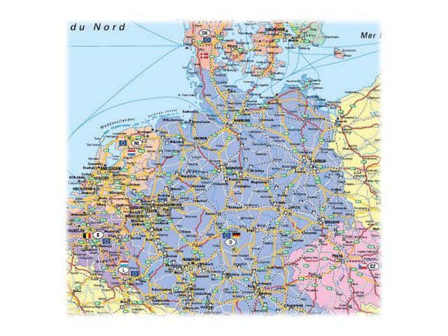 Franken Europakarte, Laminiert, 970 X 1.370 Mm Karte Mit Metallleisten Oben Und Unten, Beschriftbar (Kam700)