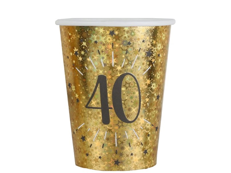 Gold-Glitter-Pappbecher, 40 Jahre