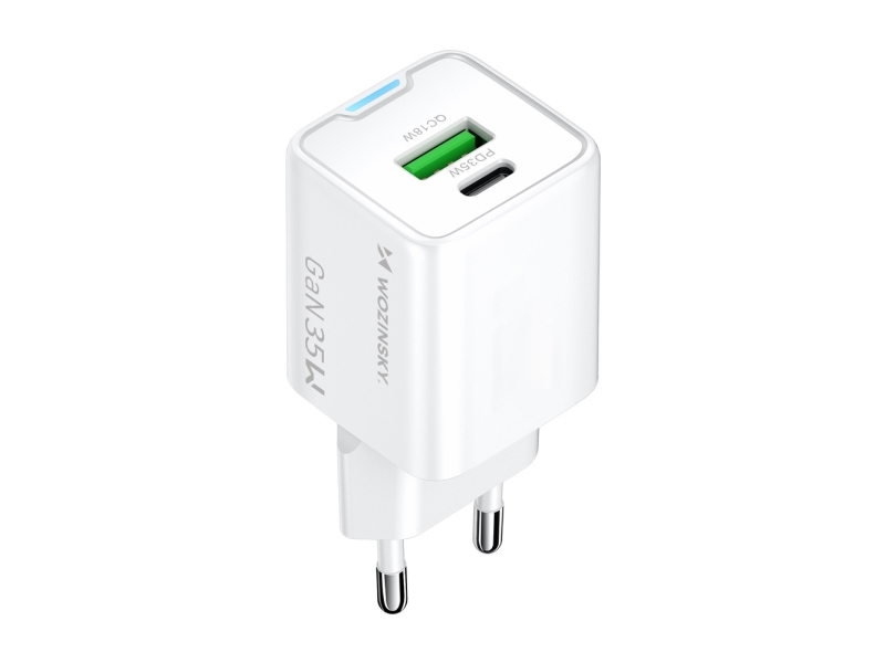 Wozinsky Wwc-35W Gan Wandladegerät Usb-A + Usb-C - Weiß