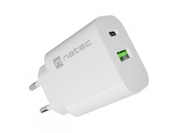 Natec Ribera Usb-Oplader 1X Usb-A + 1X Usb-C 20W