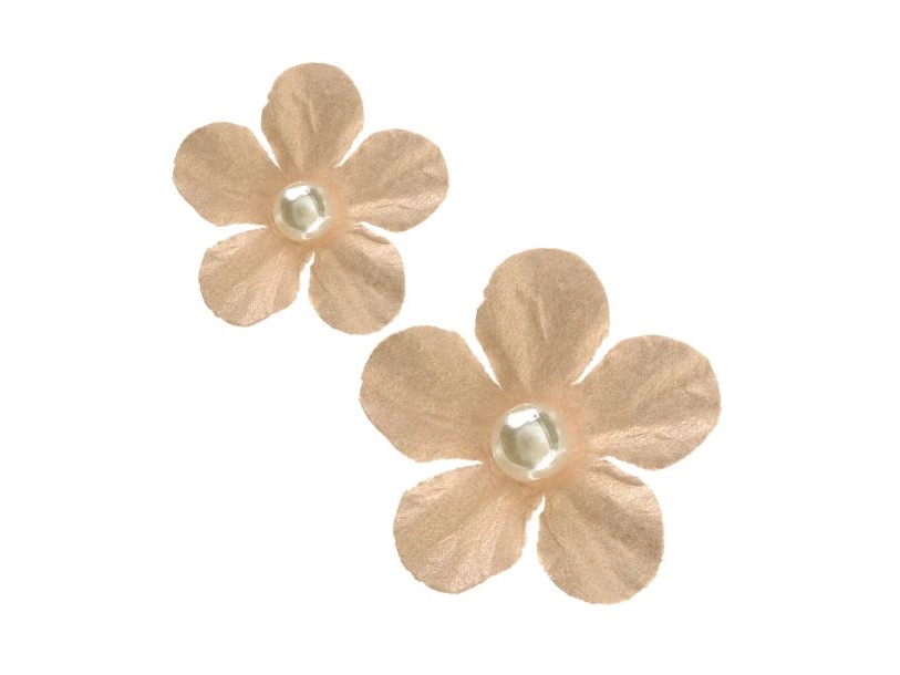 Beige Perlenblumen, 40 Stk