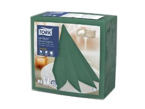 Servietten Tork Linestyle 39 X 39 Cm Mountain Pine Green, 14 Pk X 50 Stk/Krt