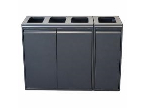 Mülleimer 4X80 L, Offener Deckel, Grau Ompak-Set