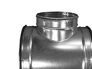 T-stykke Ø200.Ø125 - TPR-200-125 nippel/nippel galvaniseret