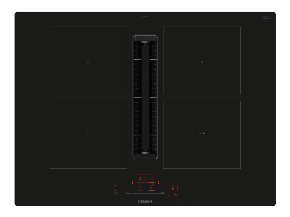 Siemens Iq500 Ed711hq26e - Induktions Kogeplade - 4 Plader - Niche - Bredde: 56 Cm - Dybde: 49 Cm - Klasse B - Rammeløs - Sort Med Downdraft-Udstødni
