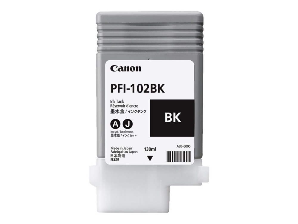 Canon Pfi-102 Bk - 130 Ml - Schwarz - Original - Tintentank - Für Imageprograf Ipf510, Ipf605, Ipf650, Ipf655, Ipf710, Ipf720, Ipf750, Ipf755, Lp17,