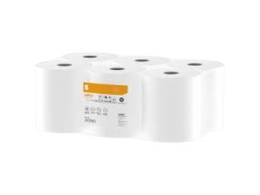 Handtuchrolle Satino Comfort 1-Lag Ø20xb20cmxl300m Perforiert M/ Hülse Weiß, 6 Rollen/Karton
