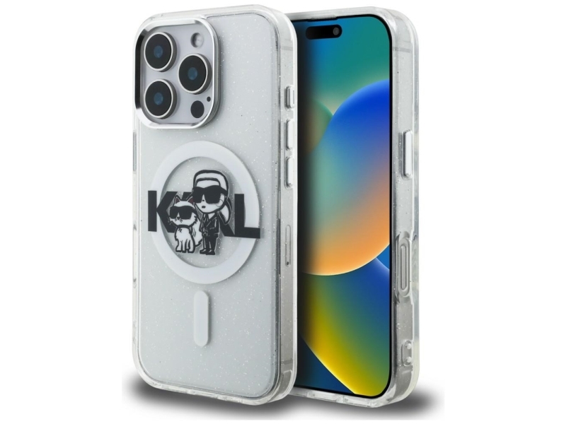 Karl Lagerfeld Iml Glitter Karl &Amp Choupette Magsafe Iphone 16 Pro Hülle – Klar
