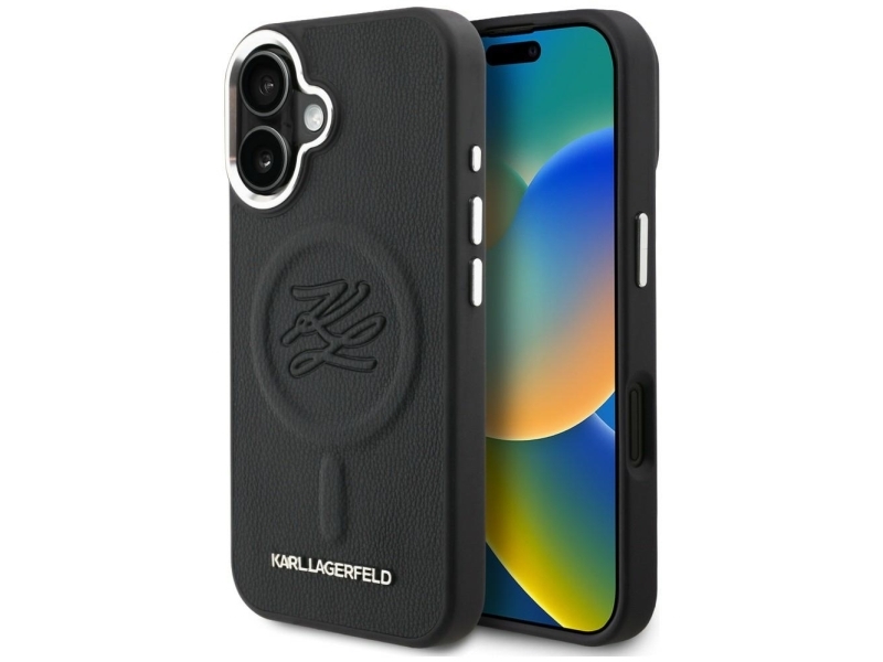 Karl Lagerfeld Initial & Metal Logo Magsafe Cover Til Iphone 16 - Sort